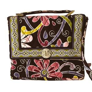 Vera Bradley Retired Floral Turn-Lock Crossbody Organizer Bag – Pink Purple Lime
